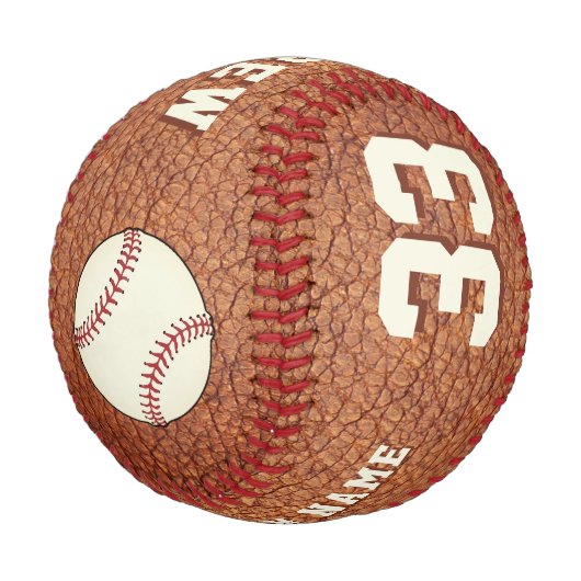 レザープリントプレイヤー名チーム番号 野球ボール (アングル)
