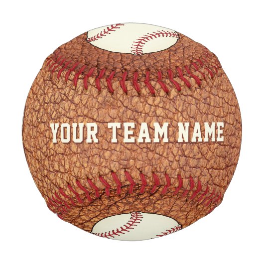 レザープリントプレイヤー名チーム番号 野球ボール (正面)