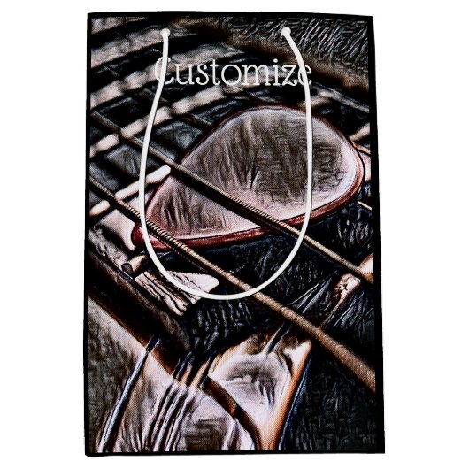 レザーミディアム抱き枕のギター弦 ミディアムペーパーバッグ (正面)