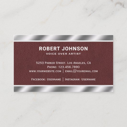 レザーメタフェイクリックマイクの声がアーティストに向かう 名刺 (裏面)
