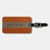 レザーモダンフェイクオレンジパーソナライズされた色 ラゲッジタグ (正面横)