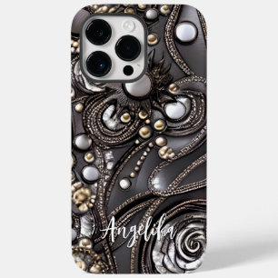 レザーモダンフェイク抽象芸術名前をカスタムする Case-Mate iPhone 14 PRO MAXケース