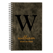 レザーモノグラムブラック金ゴールドスクリプト名