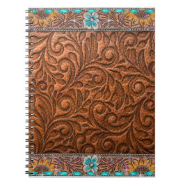 レザールックとターコイズアクセント ノートブック