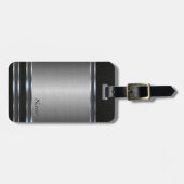 レザールックのスタイリッシュな金属 ラゲッジタグ (正面横)