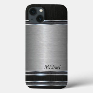 レザールックのスタイリッシュな金属 iPhone 13ケース