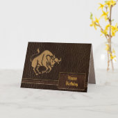 レザールックのトーラス カード (黄色い花)