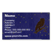 レザールックのネイティブアメリカンの(占星術の)十二宮図のフクロウ マグネット名刺 (正面)