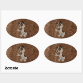 レザールックの犬 楕円形シール (シート)