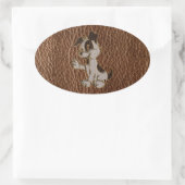 レザールックの犬 楕円形シール (バッグ)