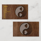 レザールックの陰陽のハート 名刺 (正面/裏面)