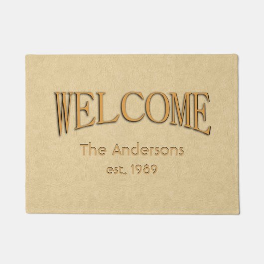 レザールックウェルカム名確立 ドアマット (正面)