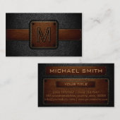 レザールックブラックとブラウン 名刺 (正面/裏面)