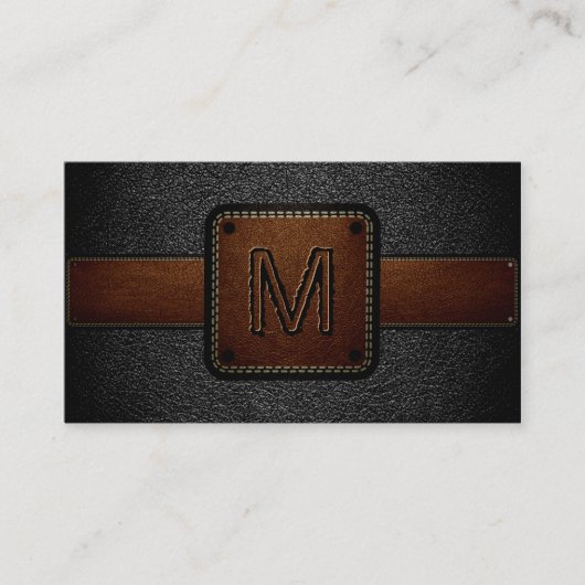 レザールックブラックとブラウン 名刺 (正面)