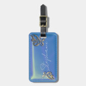 レザールックブルーバックパック ラゲッジタグ (正面縦)