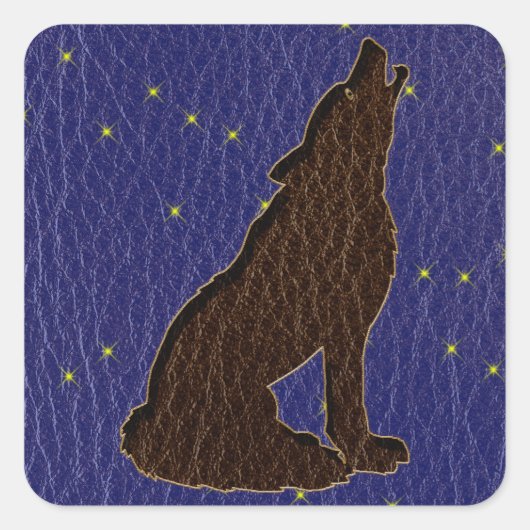 レザールック先住民アメリカ〔占星術の〕十二宮図ウルフ スクエアシール (正面)