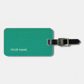レザールック旅行荷物のティール（緑がかった色） ラゲッジタグ (正面横)