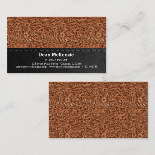 レザールック柄の名刺 名刺 (正面/裏面)