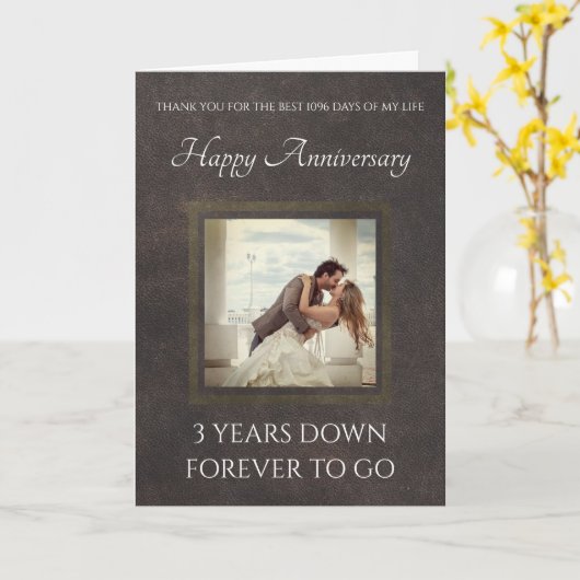 レザー伝統的ルック3周年記念カード カード (黄色い花)