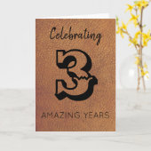 レザー伝統的3周年記念カード カード (黄色い花)