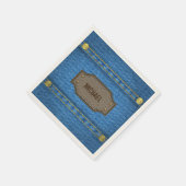 レザー名ラベル付きブルーデニムジーンズ スタンダードカクテルナプキン (角)