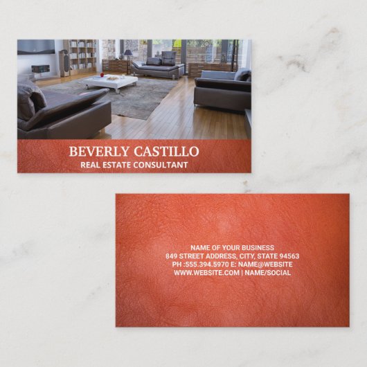 レザー実在エテート |不動産仲介業者エージェント |インテリア 名刺 (正面/裏面)