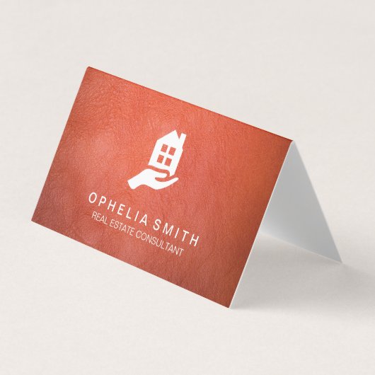 レザー実在エテート |不動産仲介業者エージェント 名刺 (正面)