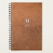 レザー擦り切れたクラシックモノグラム202xウィークリー プランナー手帳 (正面)