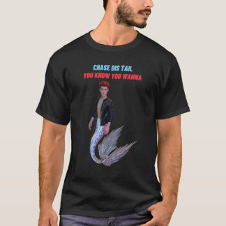 レザー気のあるそぶりをしたジャケットにマーマンをフィーチャーした引用文 Tシャツ
