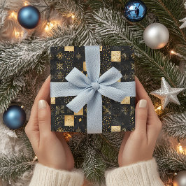レザー素朴とデニムのクリスマスパターン ラッピングペーパー