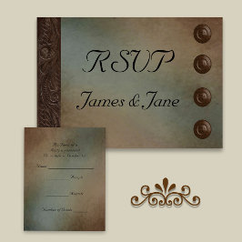 レザー素朴ターコイズフェイクとブラウングランジ 出欠カード