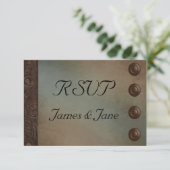 レザー素朴ターコイズフェイクとブラウングランジ 出欠カード (スタンド正面)