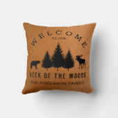 レザー素朴フェイクウェルカムキャビンウッズ クッション (裏面)