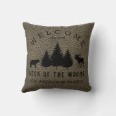レザー素朴フェイクウェルカムキャビンWoodsファミリーザ クッション (裏面)