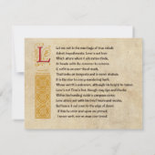 レザー装丁の羊皮紙に書かれたシェイクスピアのソネット116（CXVI） 招待状 (裏面)