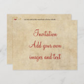 レザー装丁の羊皮紙に書かれたシェイクスピアのソネット116（CXVI） 招待状 (正面/裏面)