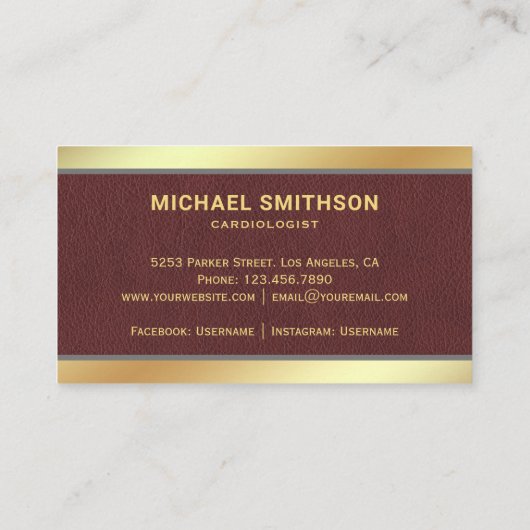 レザー金ゴールドカデュースシンボルメディカルプロフェッショナル 名刺 (裏面)