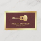 レザー金ゴールドフェイクギター先生ギタリスト 名刺 (正面)