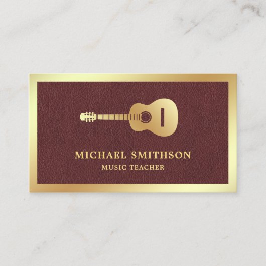 レザー金ゴールドフェイクギター先生ギタリスト 名刺 (正面)