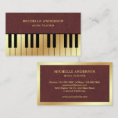 レザー金ゴールドフェイクピアノ鍵盤先生ピアニスト 名刺 (正面/裏面)