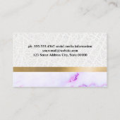 レザー金ゴールドメタル |パープルマーブルテクスチャ 名刺 (裏面)