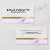 レザー金ゴールドメタル |パープルマーブルテクスチャ 名刺 (正面/裏面)