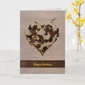 レザー風ハート ソフト カード (黄色い花)