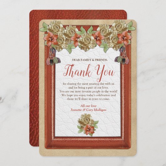 レザー&スエードのテクスチャーアートありがとう 招待状 (正面/裏面)