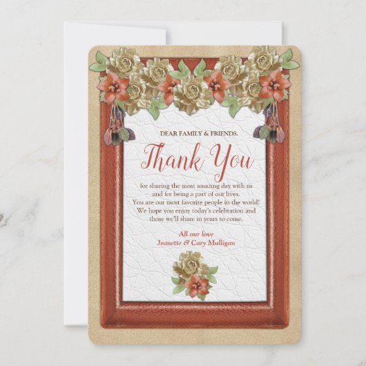 レザー&スエードのテクスチャーアートありがとう 招待状 (正面)