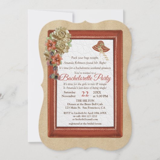 レザー&スエードテクスチャアートバチェロレッテ 招待状 (正面)