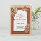 レザー&スエードテクスチャアートブライダルシャワー 招待状 (スタンド正面)