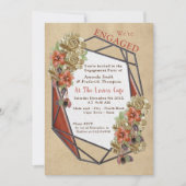 レザー&スエードテクスチャアート婚約パーティ 招待状 (正面)