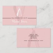 レザー バーバー エレガント ピンク chic 名刺 (正面/裏面)