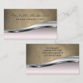 レザー |ピンクのメタリック背景 名刺 (正面/裏面)